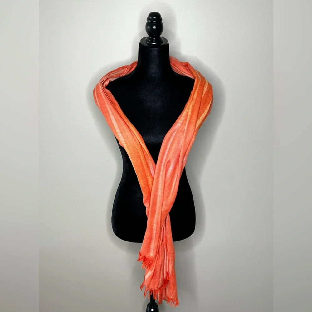 Orange Ombre Oversized Scarf Lightweight Summer Jacket Light Wrap Dress Wedding